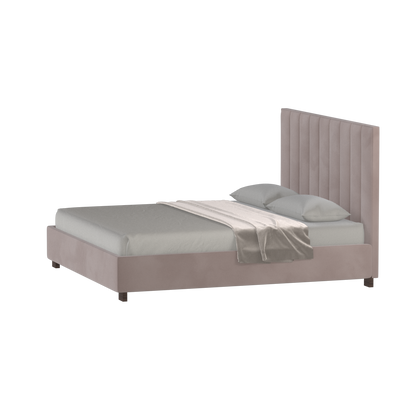 Lit à tête de lit haute Ava en tissu de luxe