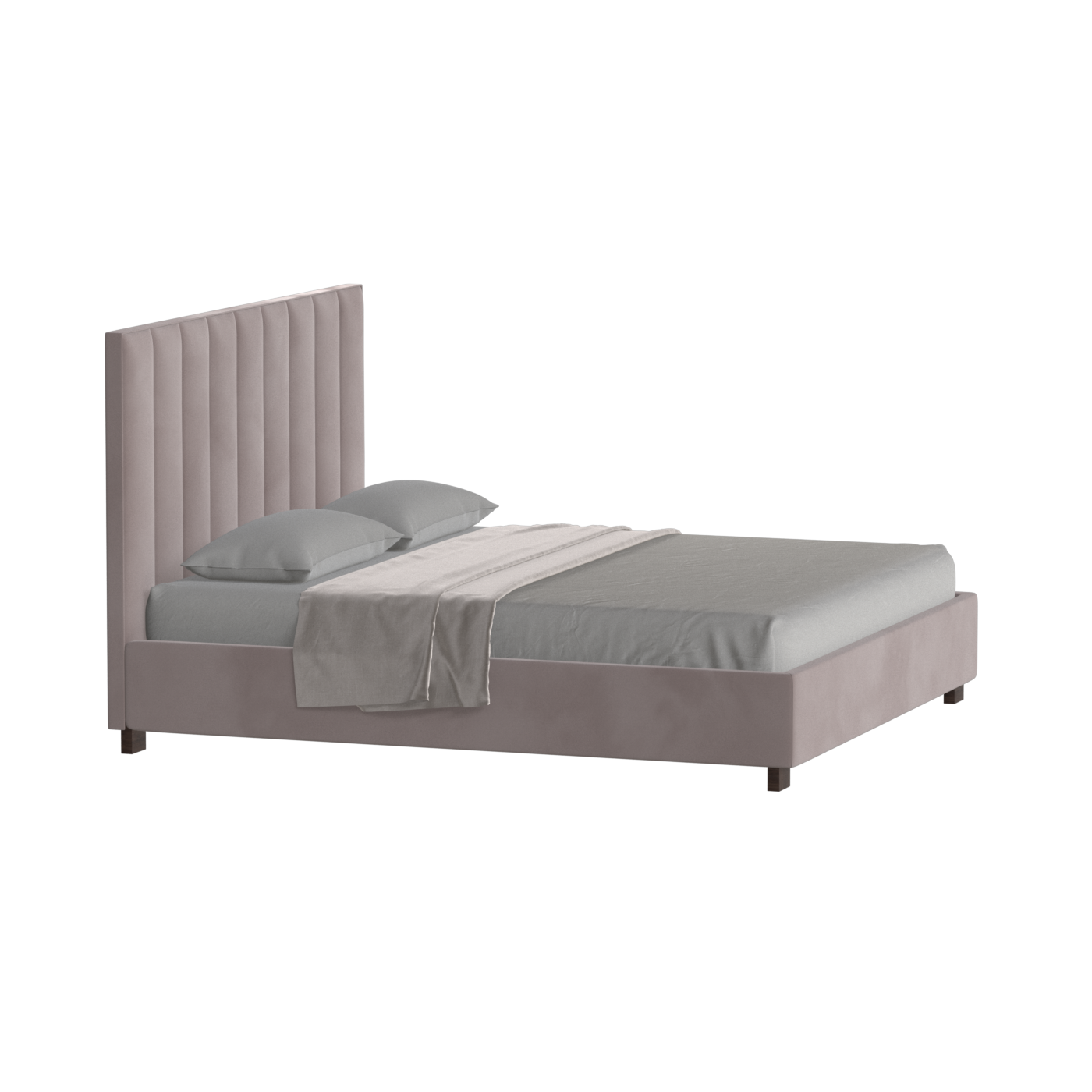 Lit à tête de lit haute Ava en tissu de luxe