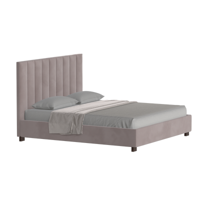 Lit à tête de lit haute Ava en tissu de luxe