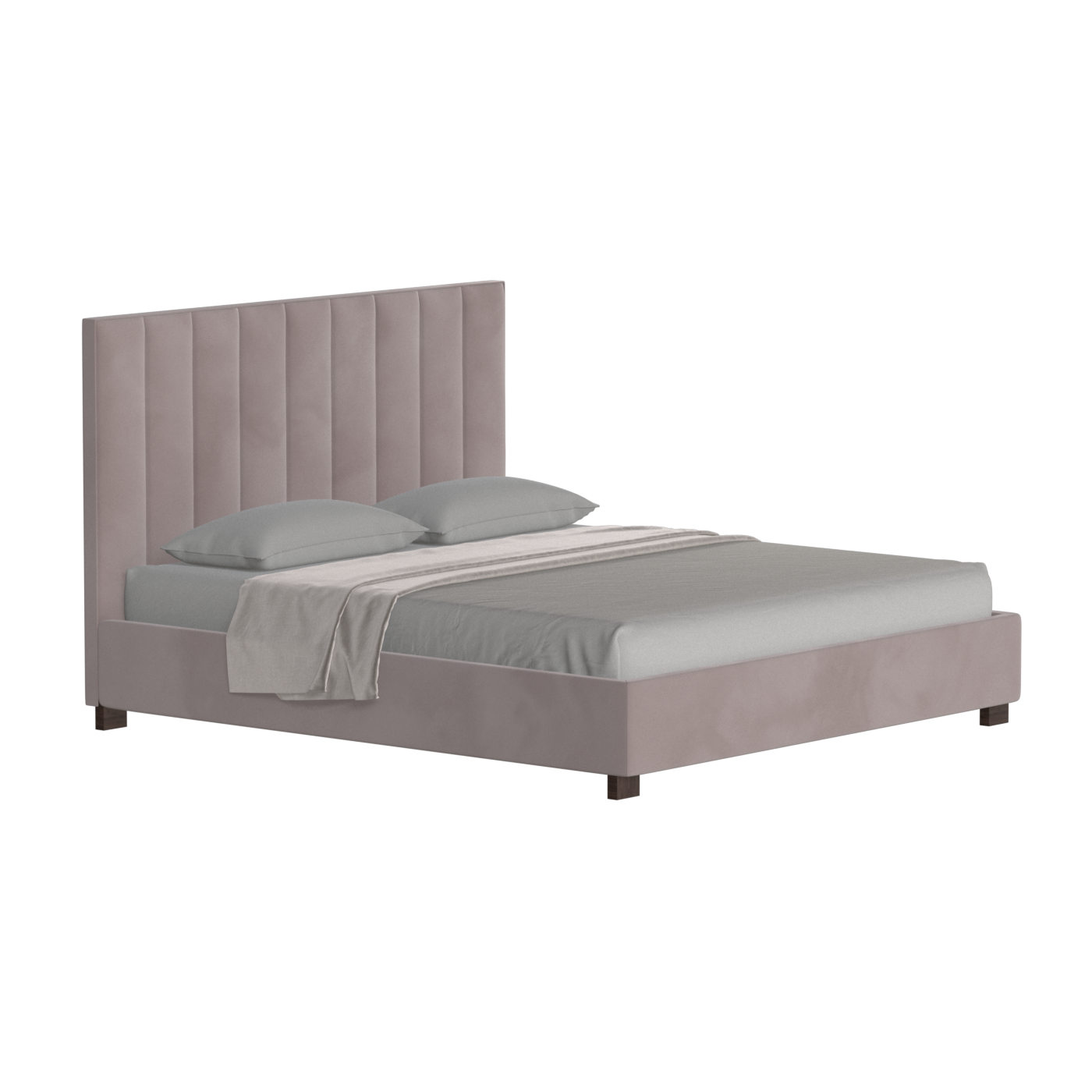 Lit à tête de lit haute Ava en tissu de luxe
