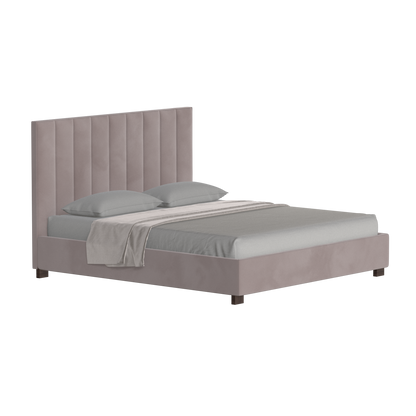 Lit à tête de lit haute Ava en tissu de luxe