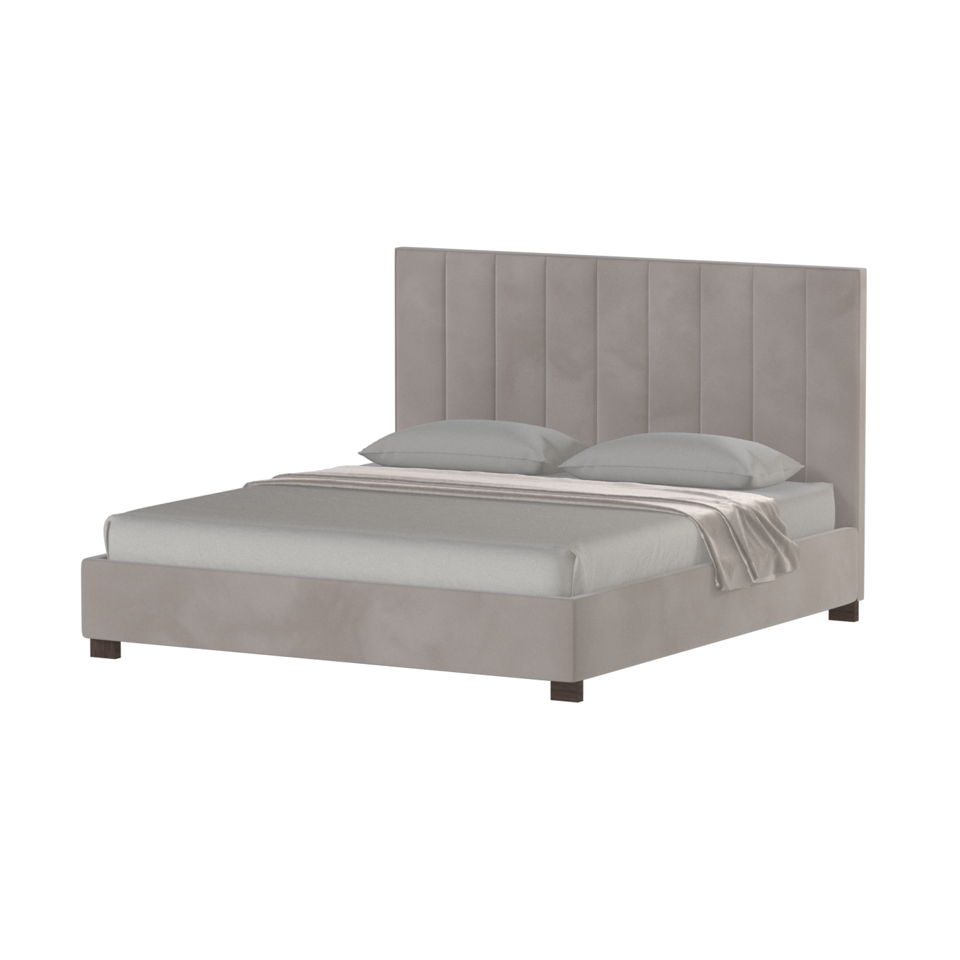 Lit à tête de lit haute Ava en tissu de luxe