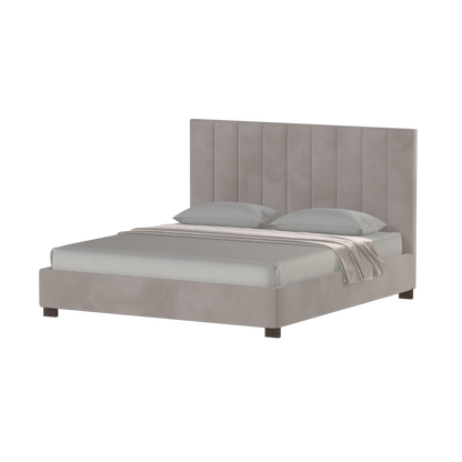 Lit à tête de lit haute Ava en tissu de luxe