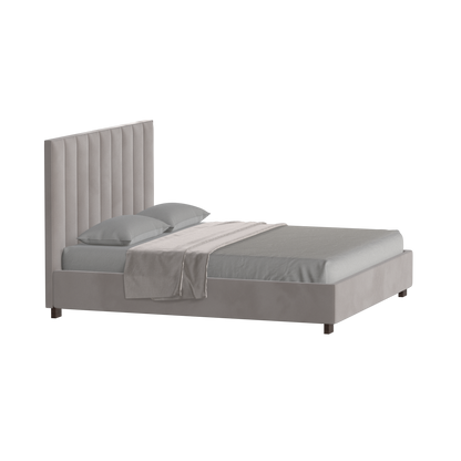 Lit à tête de lit haute Ava en tissu de luxe