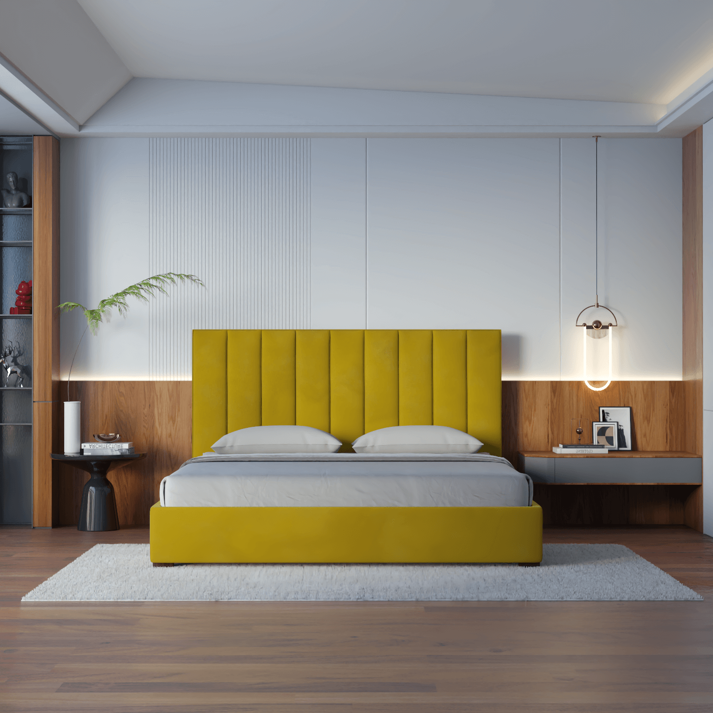 Ava High Headboard Bed in Luxe Fabric