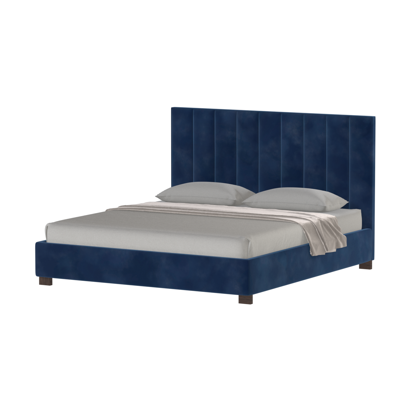 Lit à tête de lit haute Ava en tissu de luxe