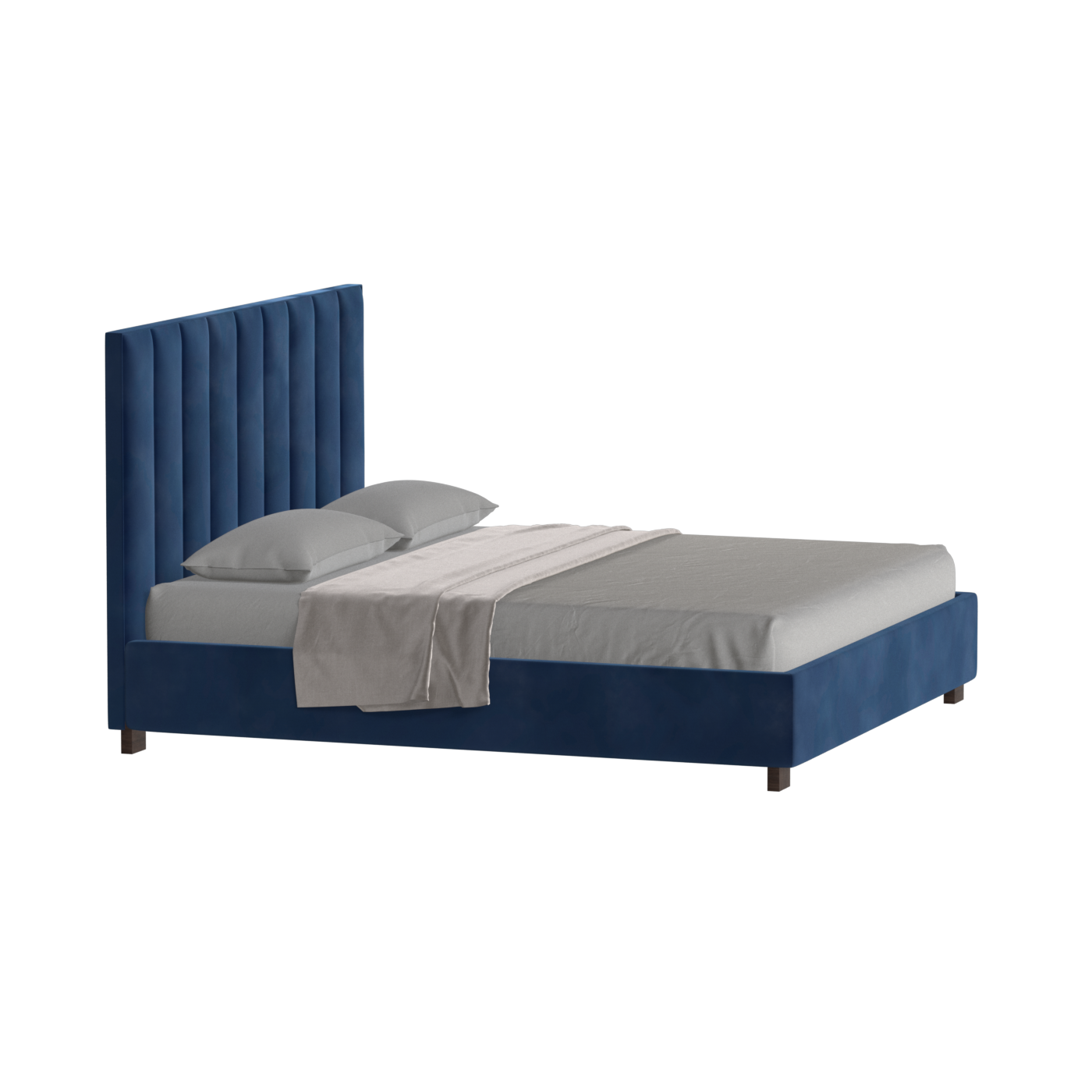 Lit à tête de lit haute Ava en tissu de luxe