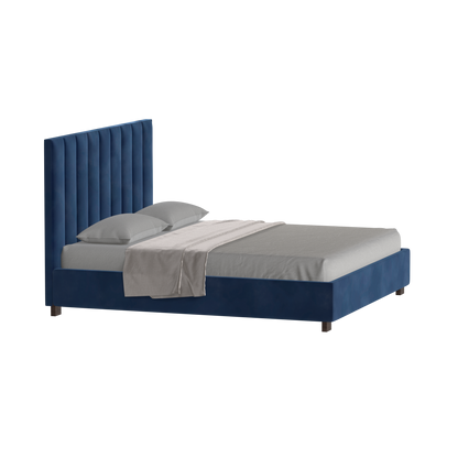 Lit à tête de lit haute Ava en tissu de luxe