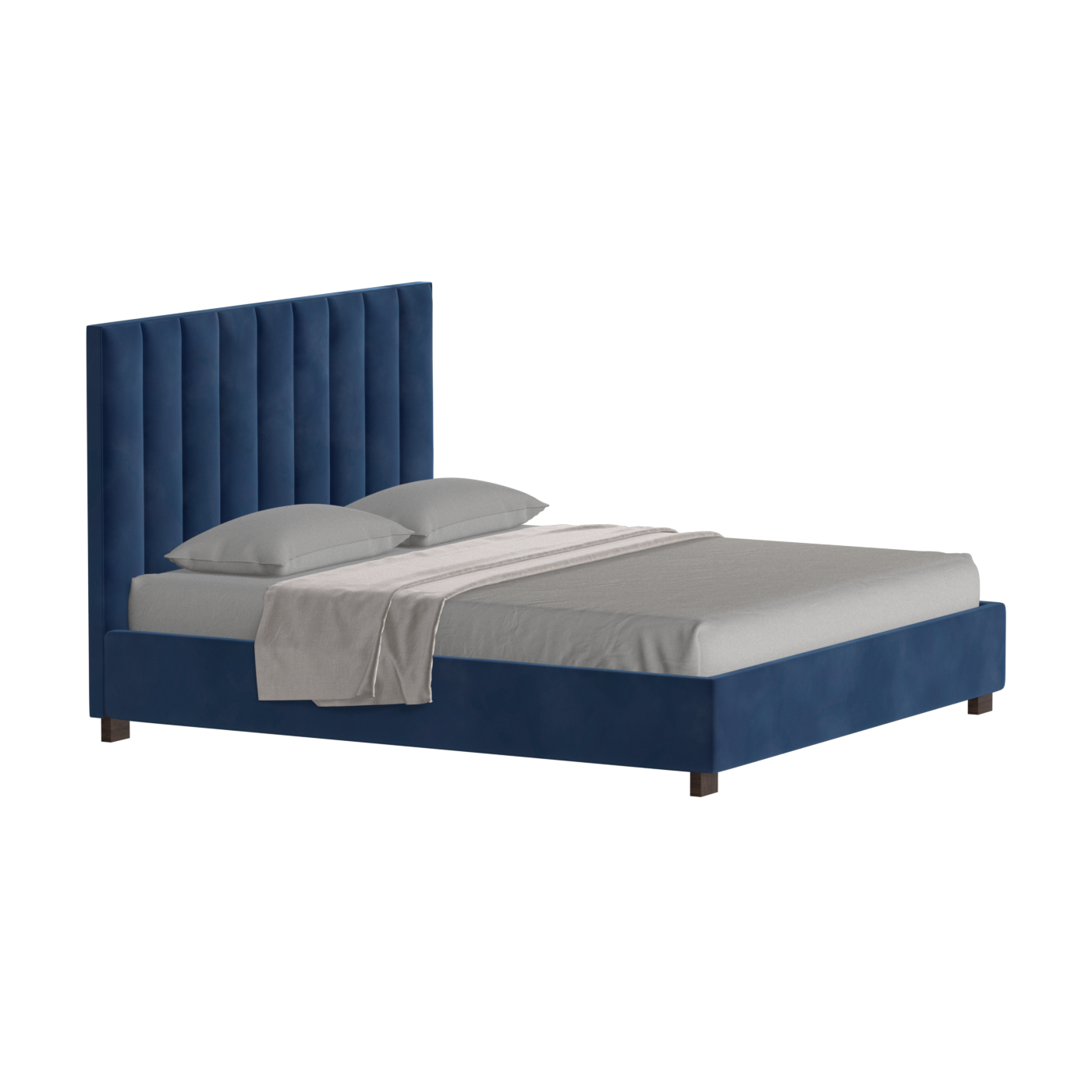 Lit à tête de lit haute Ava en tissu de luxe
