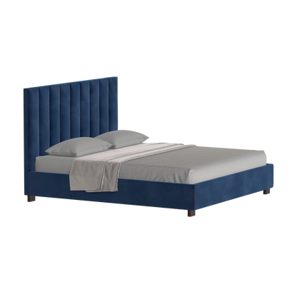 Lit à tête de lit haute Ava en tissu de luxe