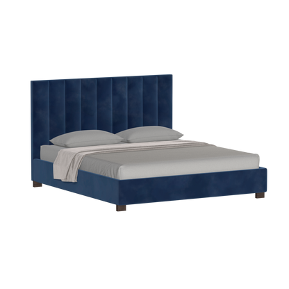 Lit à tête de lit haute Ava en tissu de luxe