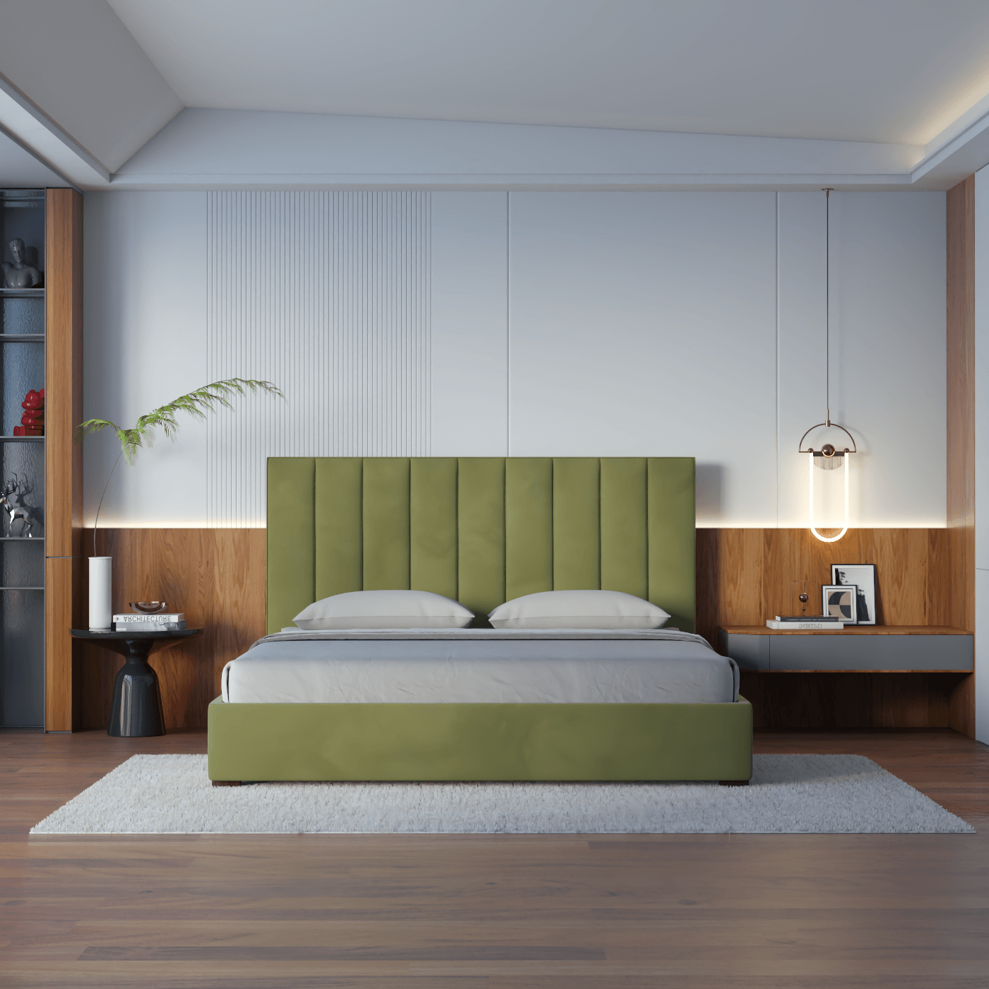 Ava High Headboard Bed in Luxe Fabric