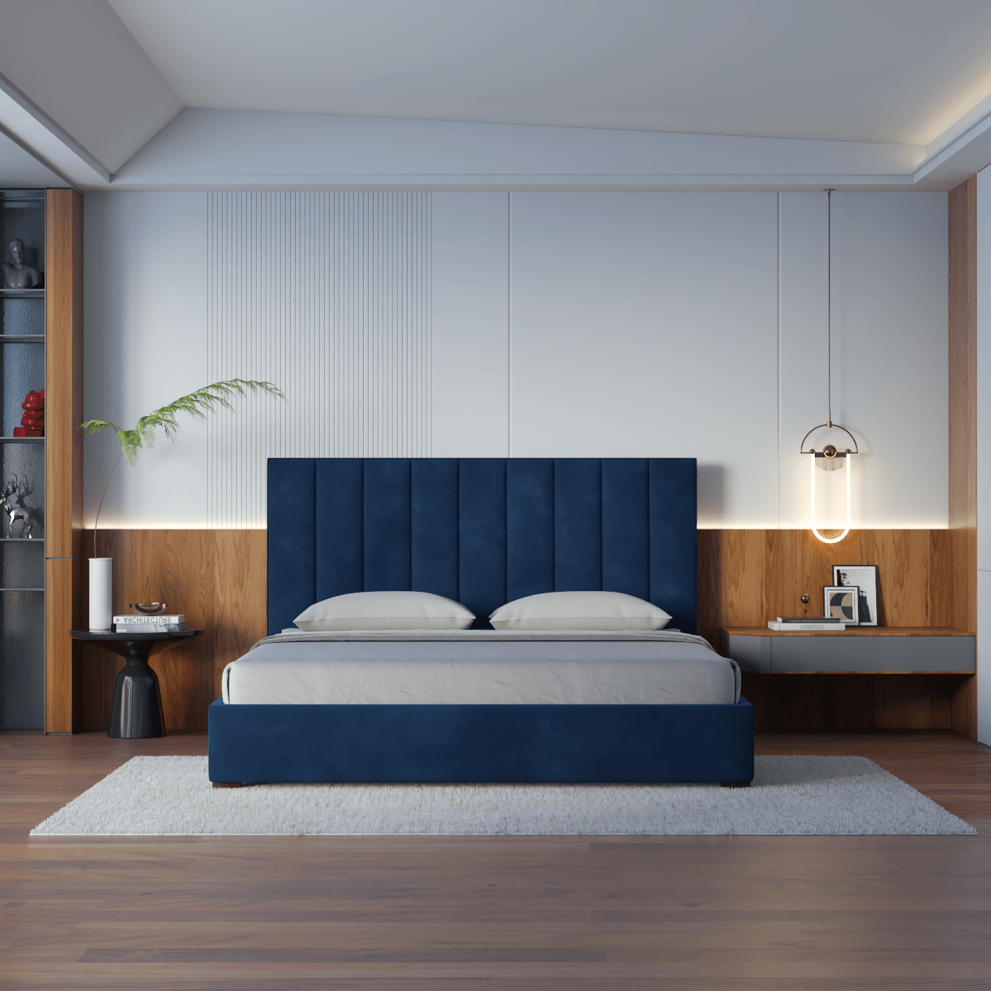 Ava High Headboard Bed in Luxe Fabric