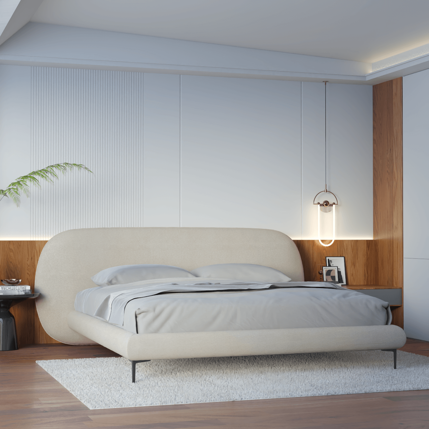 Bolzano Upholstered Bed with Curved Headboard