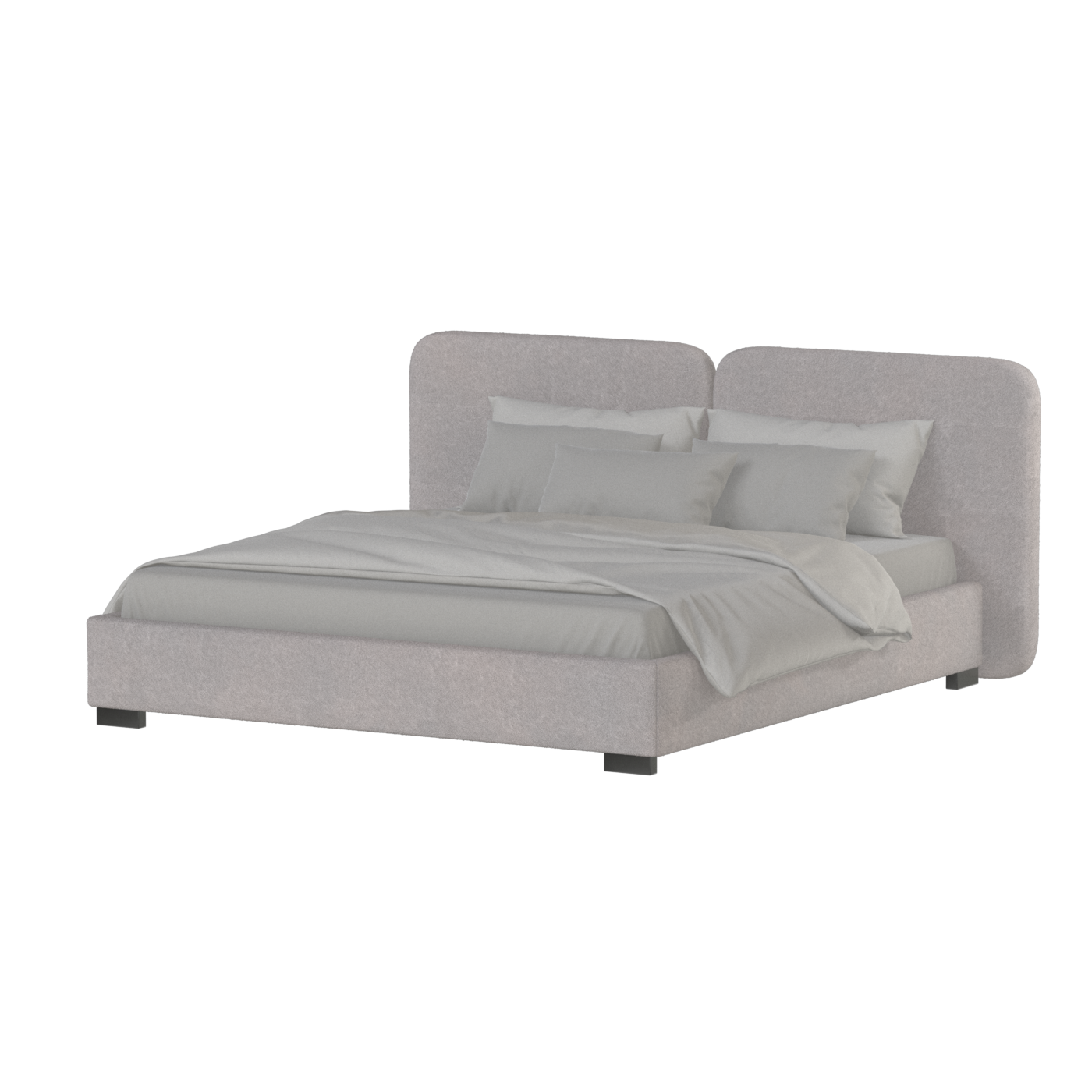 Chloe Upholstered Double Bed in Soft Woven Fabric