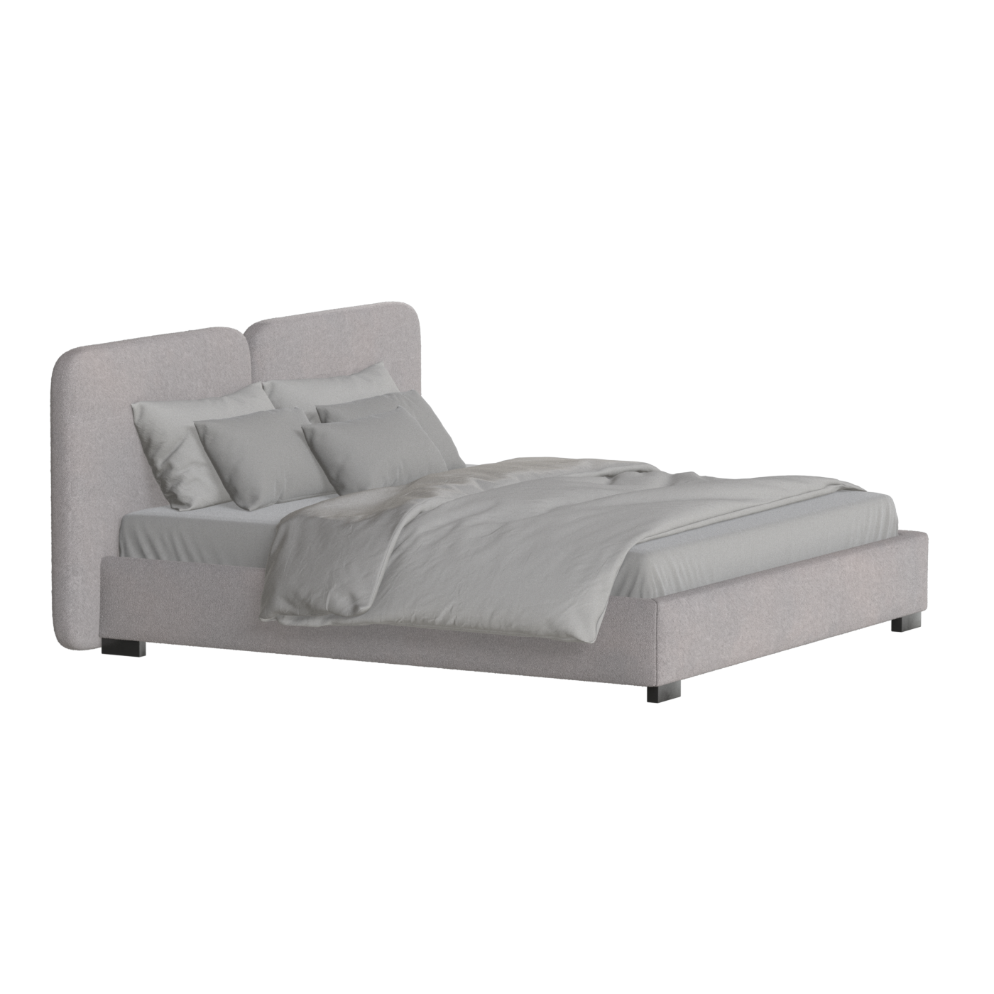 Chloe Upholstered Double Bed in Soft Woven Fabric