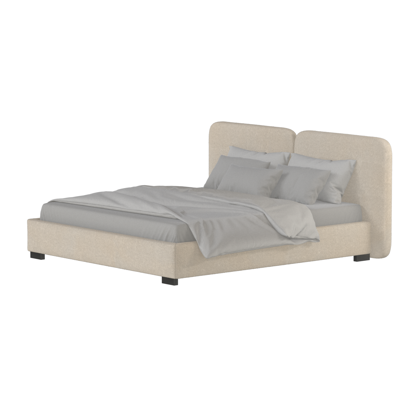 Chloe Upholstered Double Bed in Soft Woven Fabric