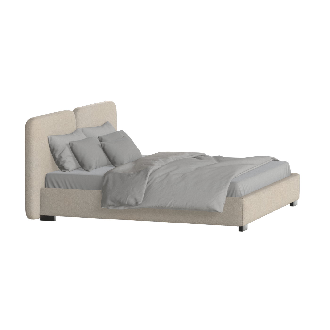 Chloe Upholstered Double Bed in Soft Woven Fabric