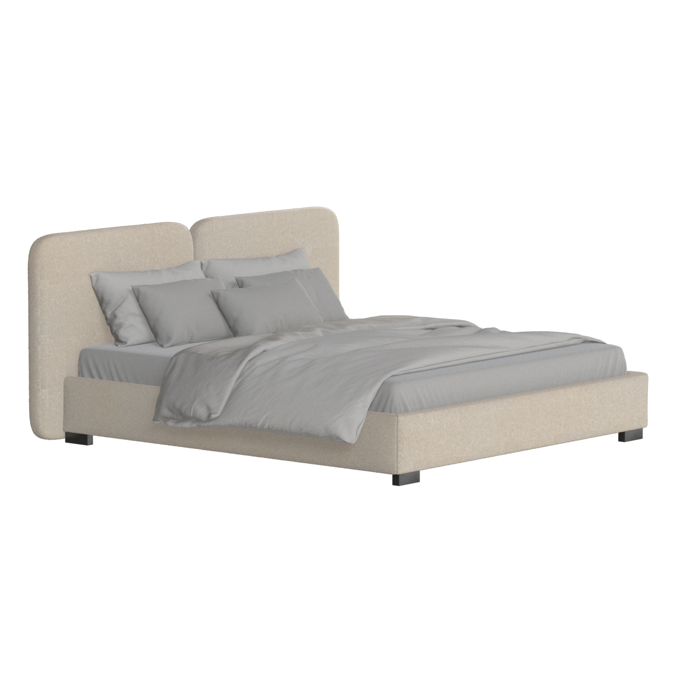 Chloe Upholstered Double Bed in Soft Woven Fabric