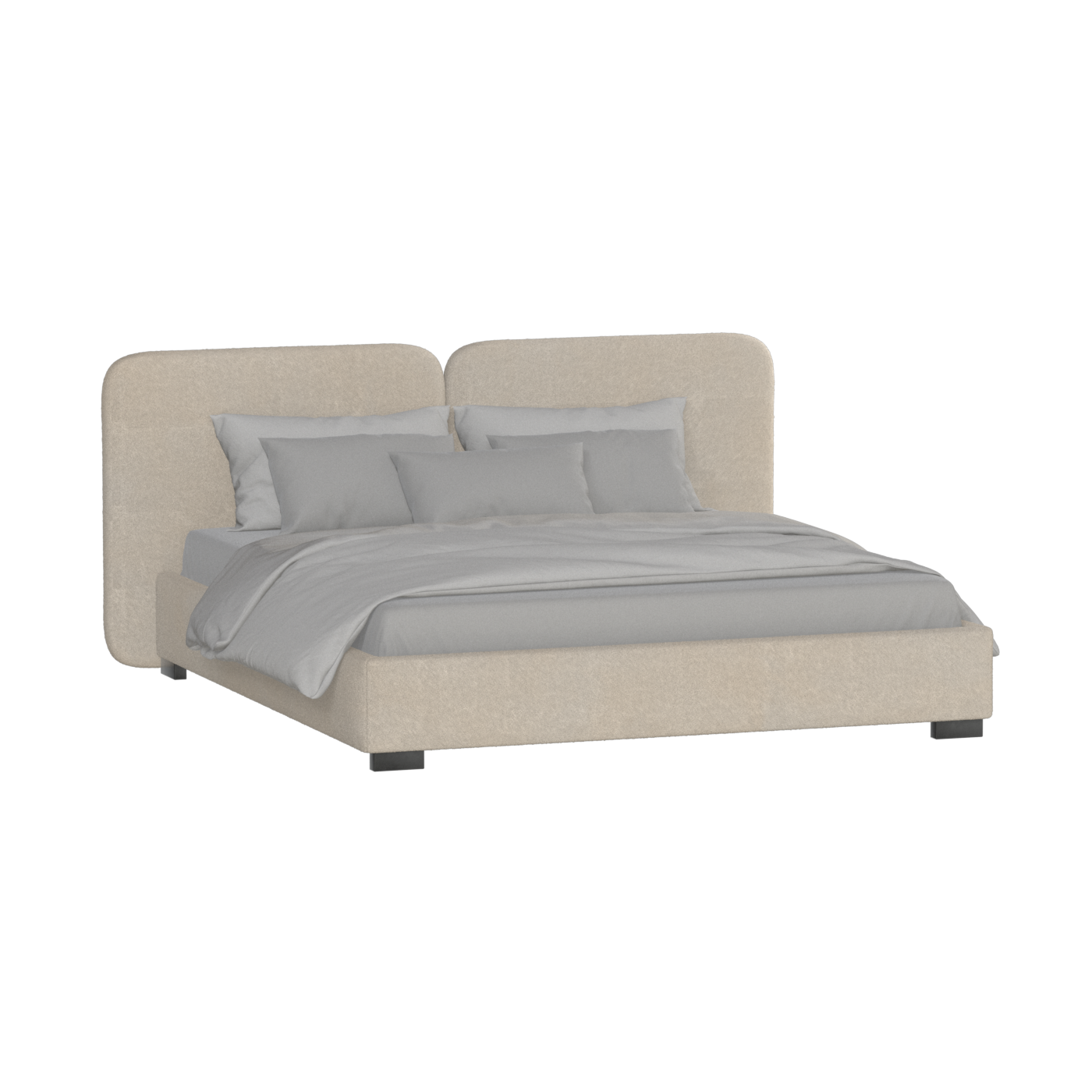 Chloe Upholstered Double Bed in Soft Woven Fabric