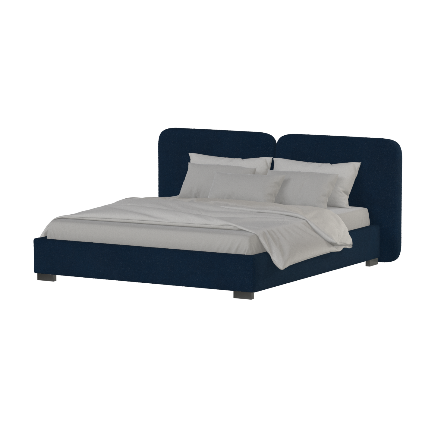 Lit double rembourré Chloé en tissu tissé doux
