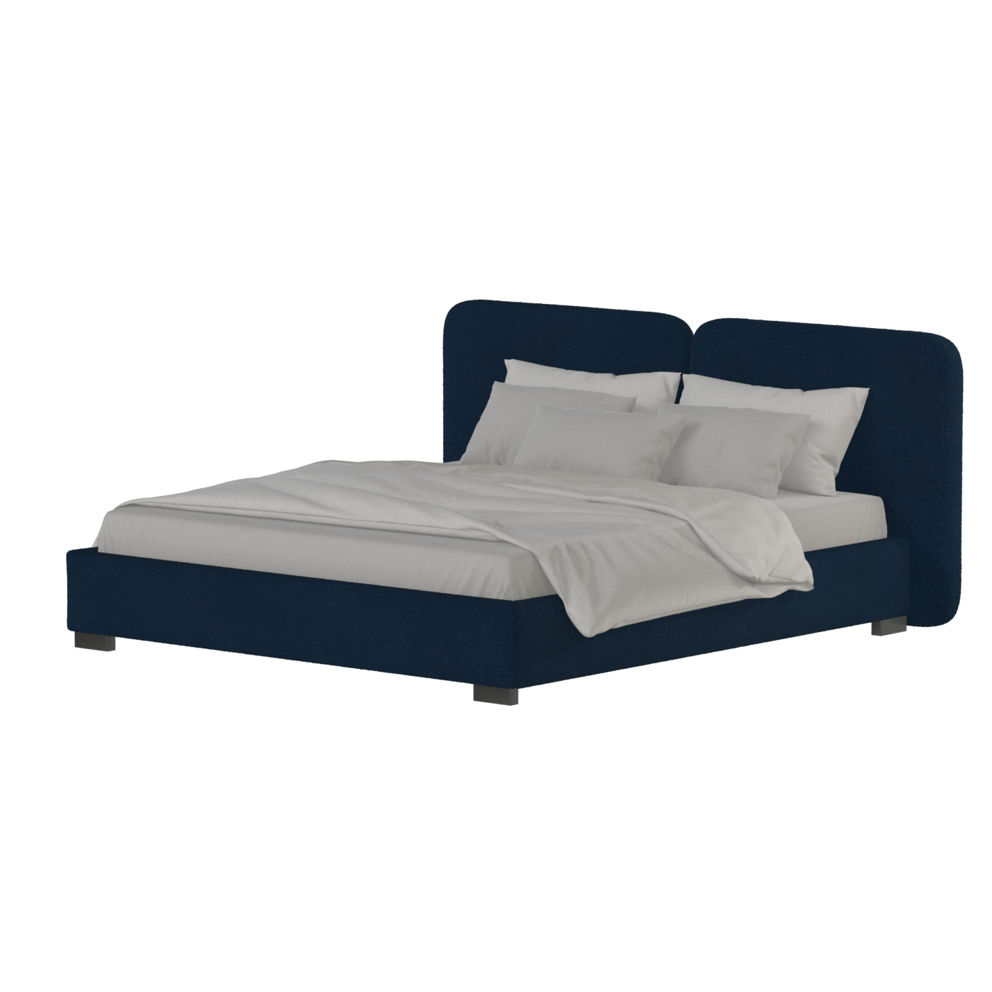 Lit double rembourré Chloé en tissu tissé doux