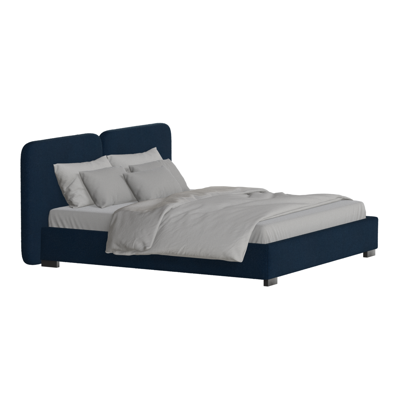 Lit double rembourré Chloé en tissu tissé doux