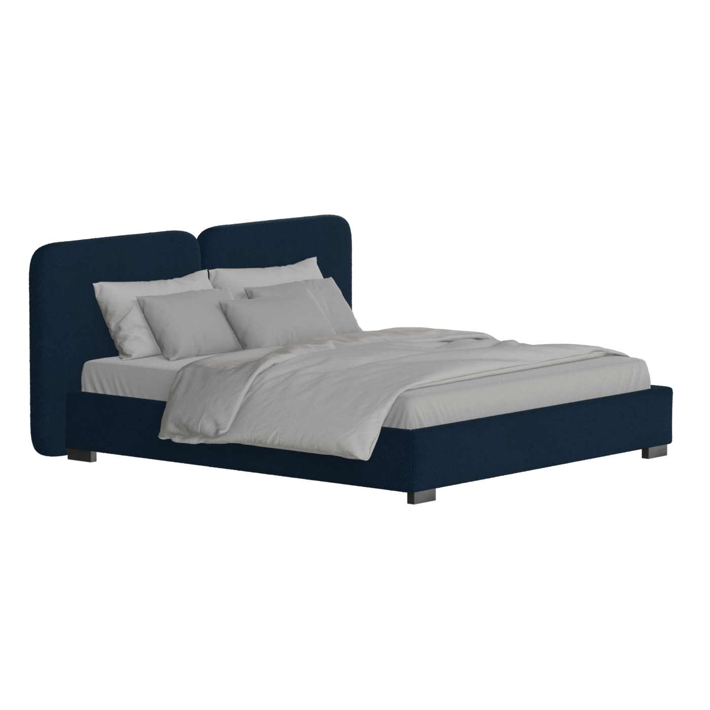 Lit double rembourré Chloé en tissu tissé doux