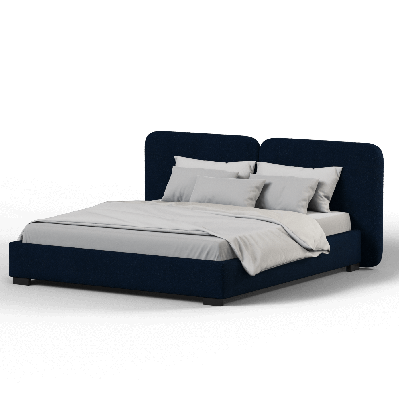 Lit double rembourré Chloé en tissu tissé doux