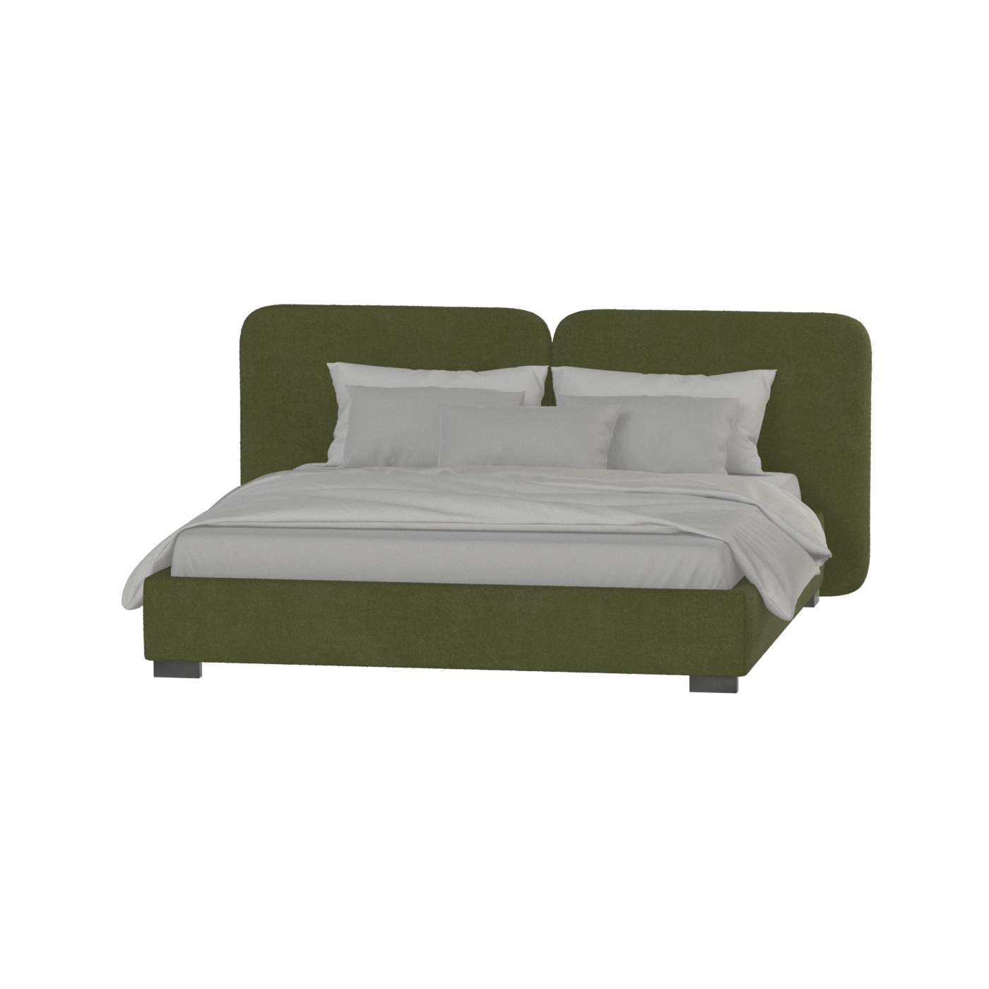 Lit double rembourré Chloé en tissu tissé doux