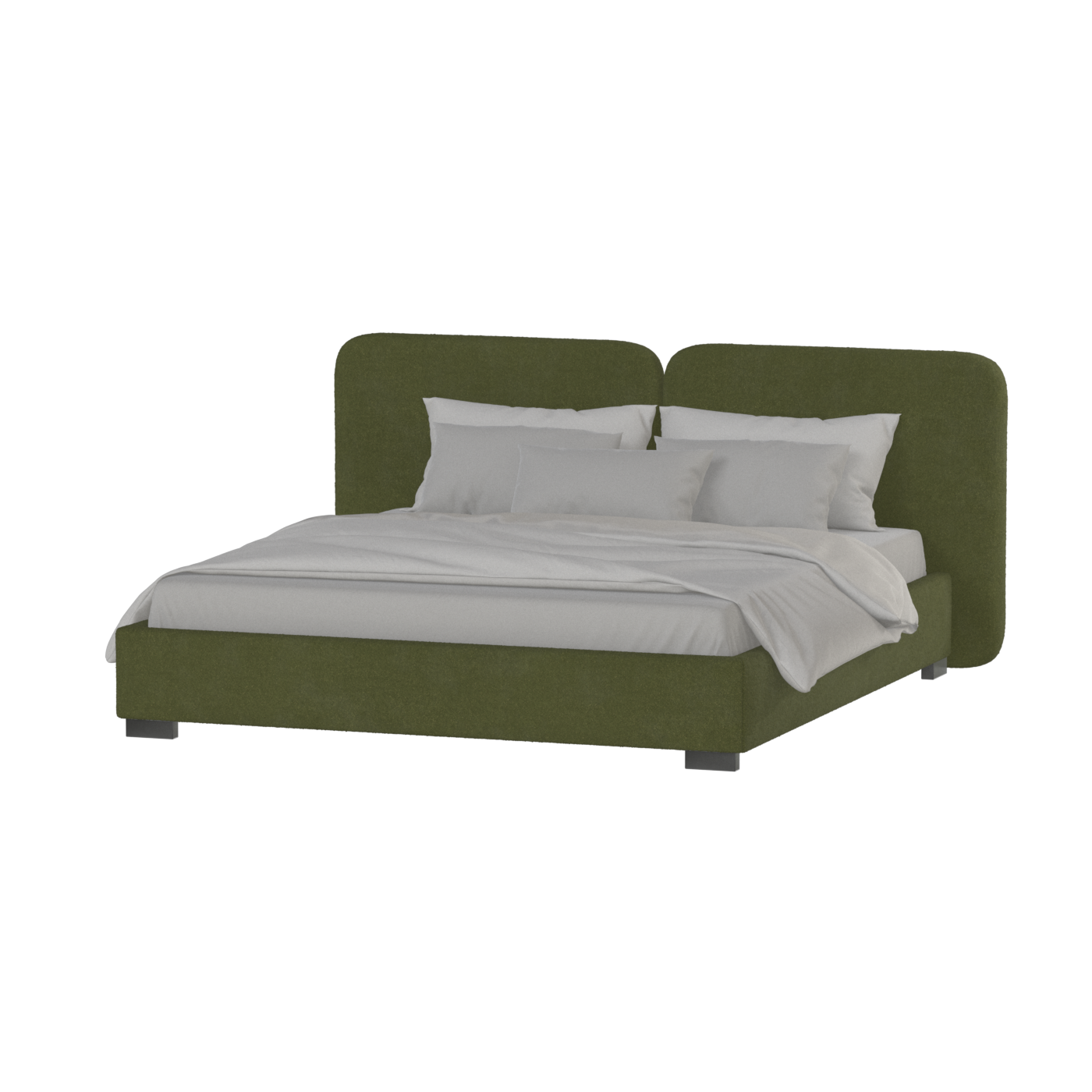 Lit double rembourré Chloé en tissu tissé doux