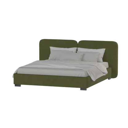 Lit double rembourré Chloé en tissu tissé doux