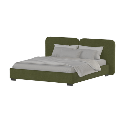 Lit double rembourré Chloé en tissu tissé doux