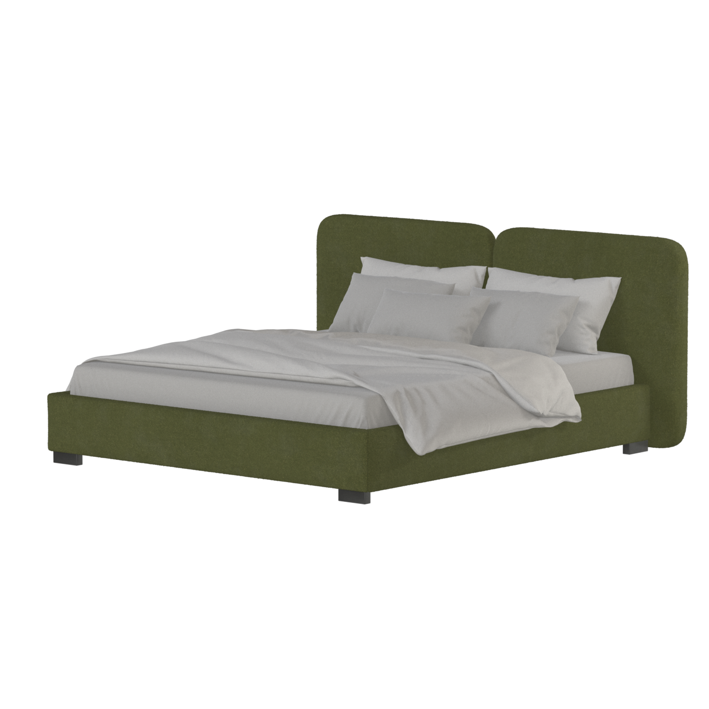 Lit double rembourré Chloé en tissu tissé doux