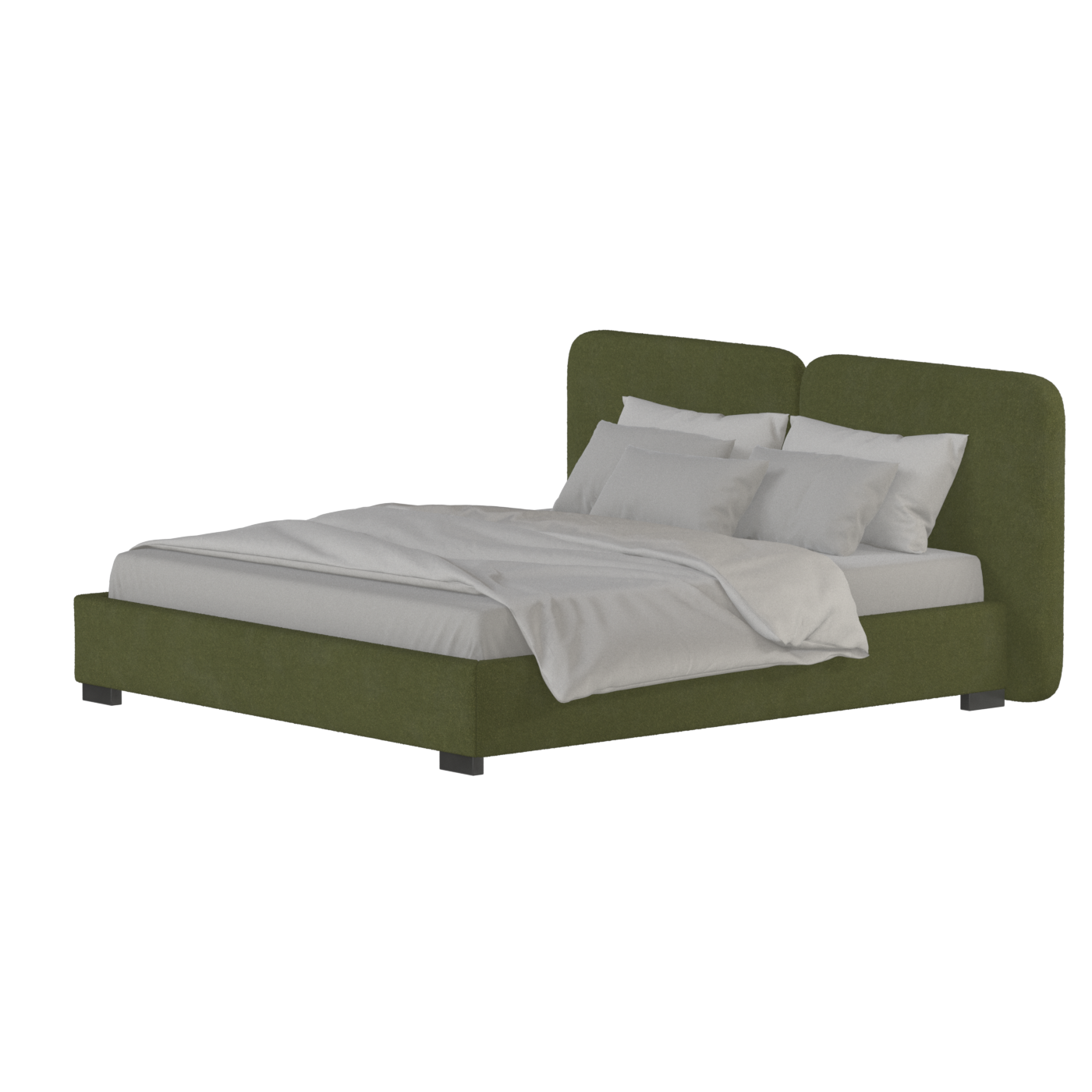 Lit double rembourré Chloé en tissu tissé doux