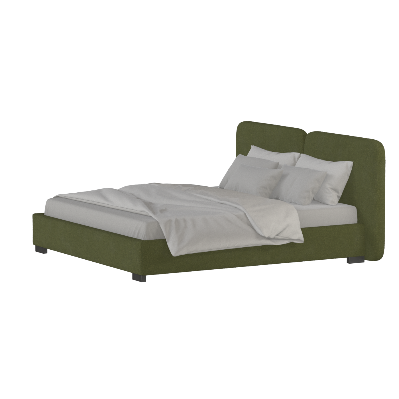 Lit double rembourré Chloé en tissu tissé doux