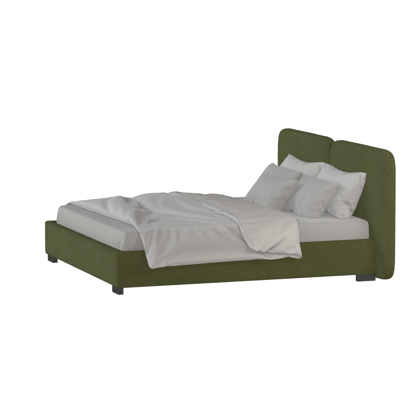 Lit double rembourré Chloé en tissu tissé doux