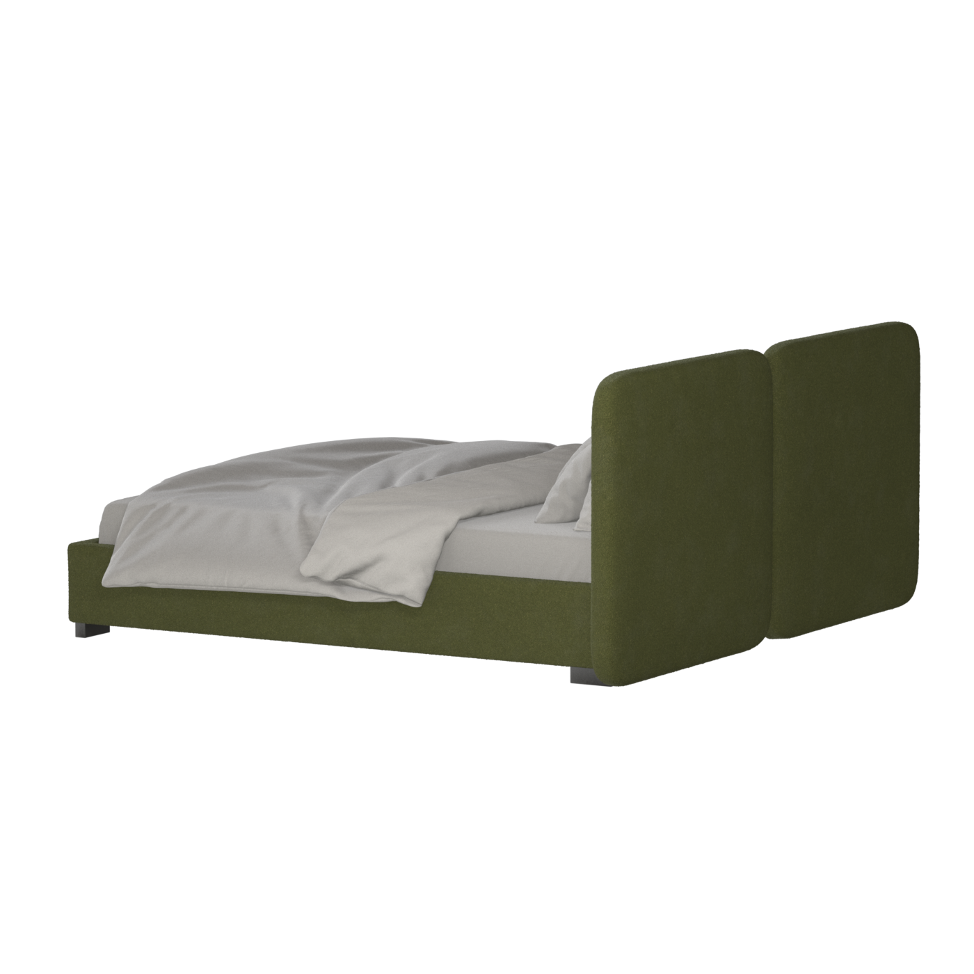 Lit double rembourré Chloé en tissu tissé doux