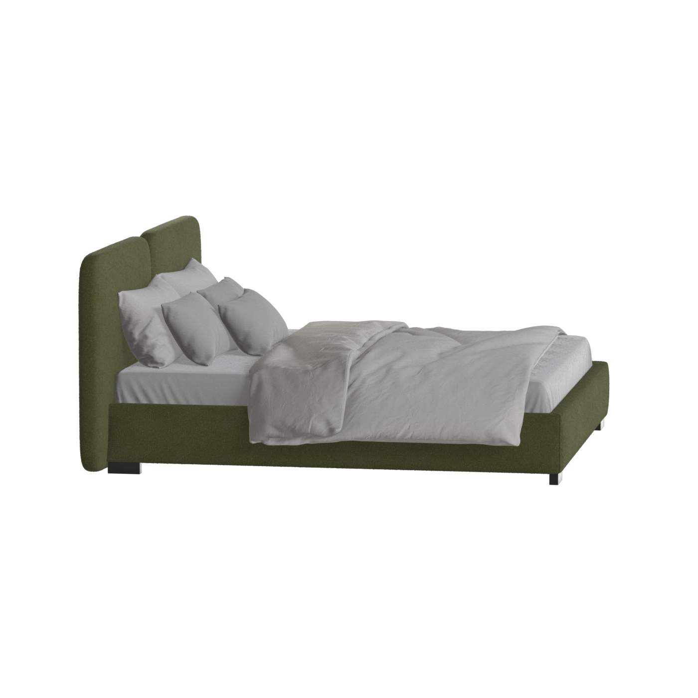 Lit double rembourré Chloé en tissu tissé doux