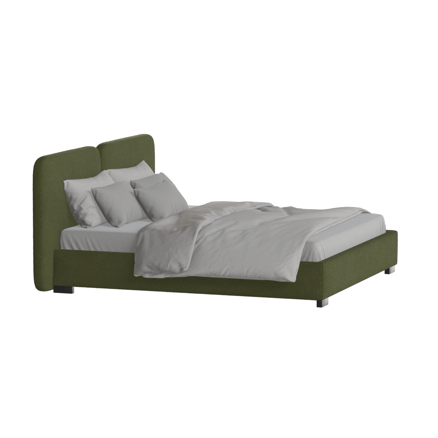 Lit double rembourré Chloé en tissu tissé doux