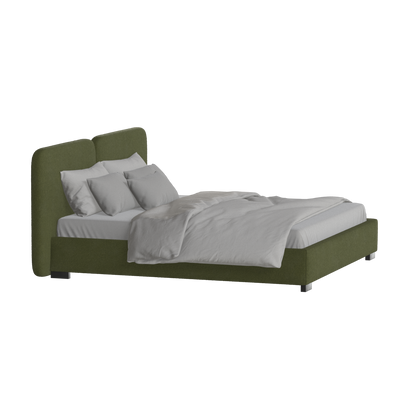 Lit double rembourré Chloé en tissu tissé doux