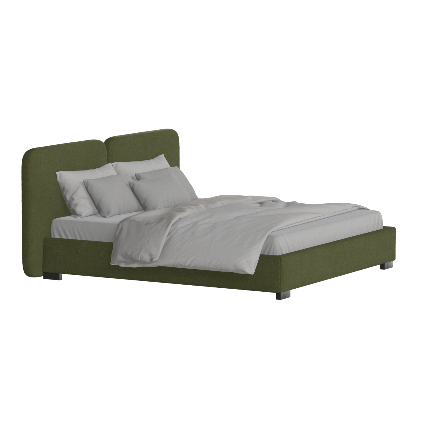Lit double rembourré Chloé en tissu tissé doux