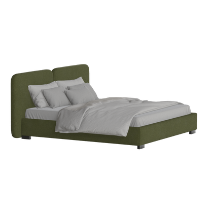Lit double rembourré Chloé en tissu tissé doux