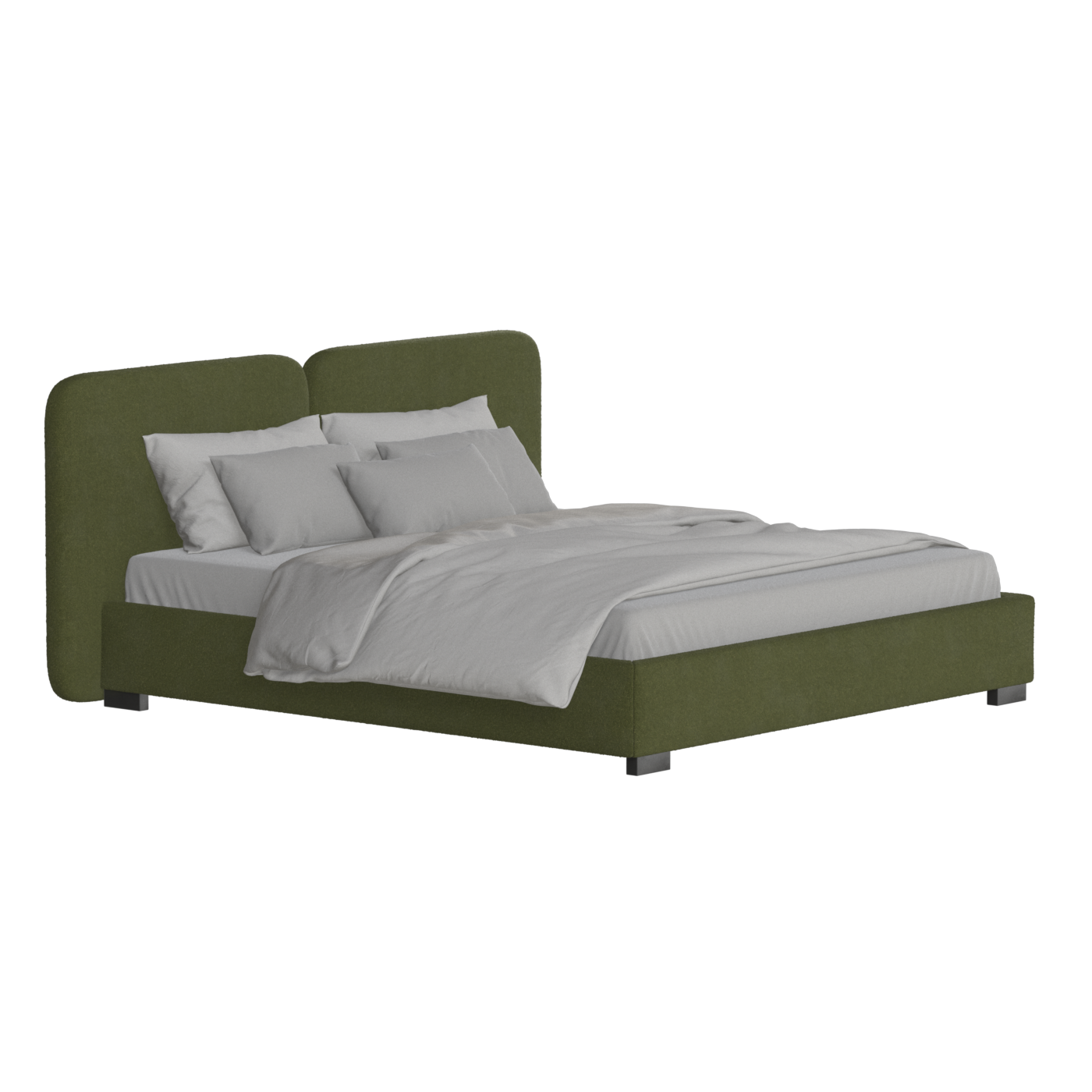 Lit double rembourré Chloé en tissu tissé doux