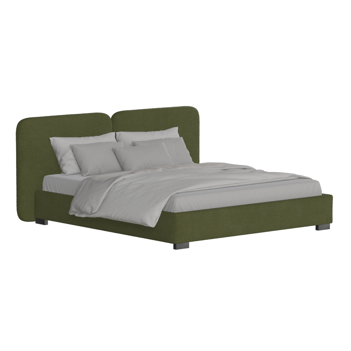 Lit double rembourré Chloé en tissu tissé doux