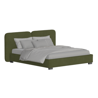 Lit double rembourré Chloé en tissu tissé doux