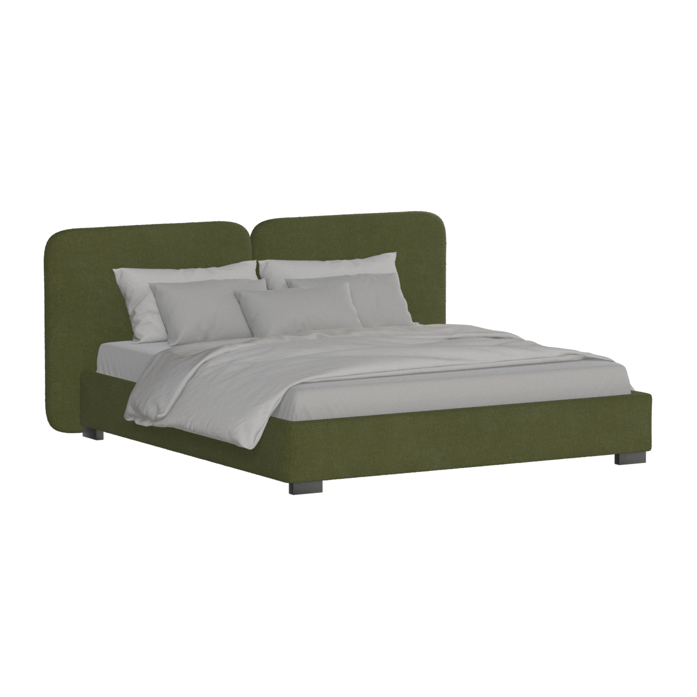 Lit double rembourré Chloé en tissu tissé doux