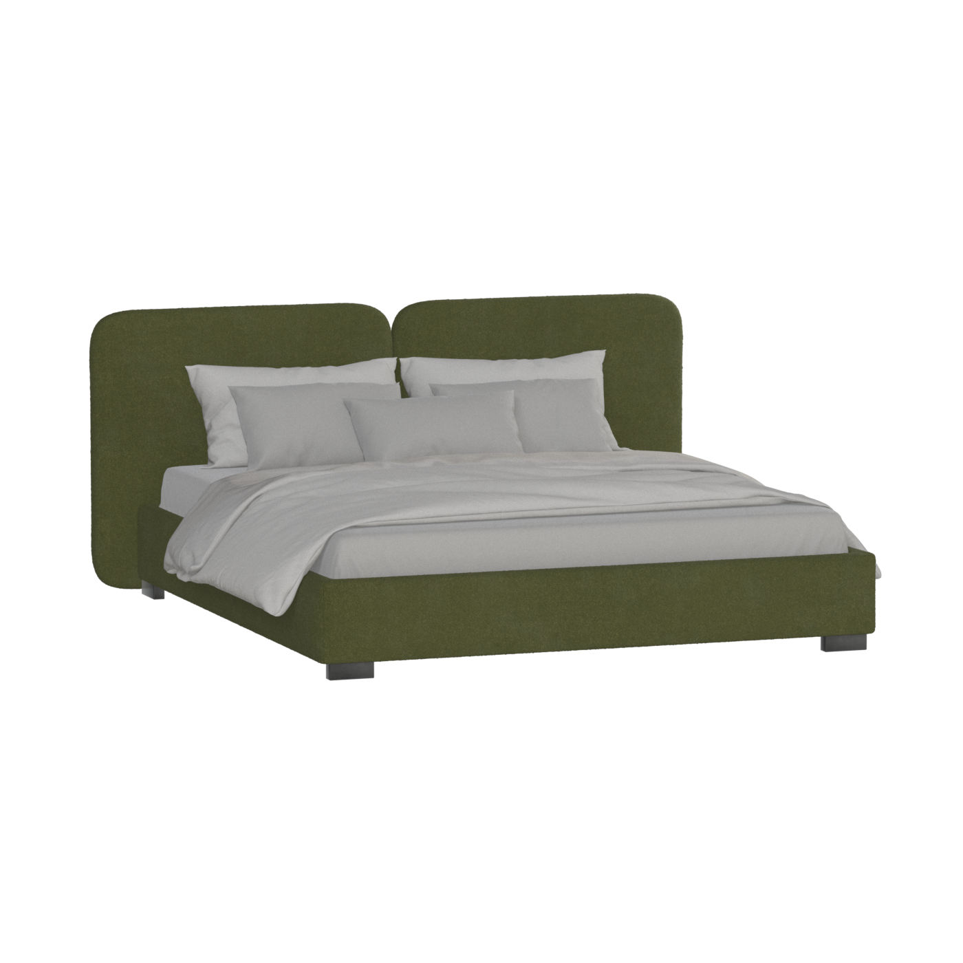 Lit double rembourré Chloé en tissu tissé doux