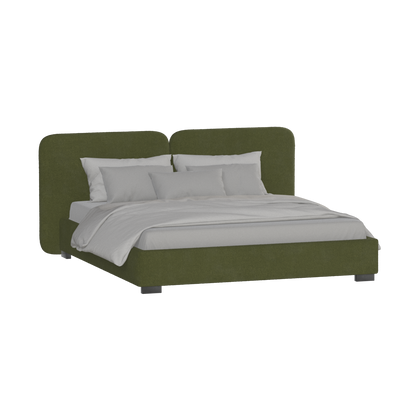 Lit double rembourré Chloé en tissu tissé doux