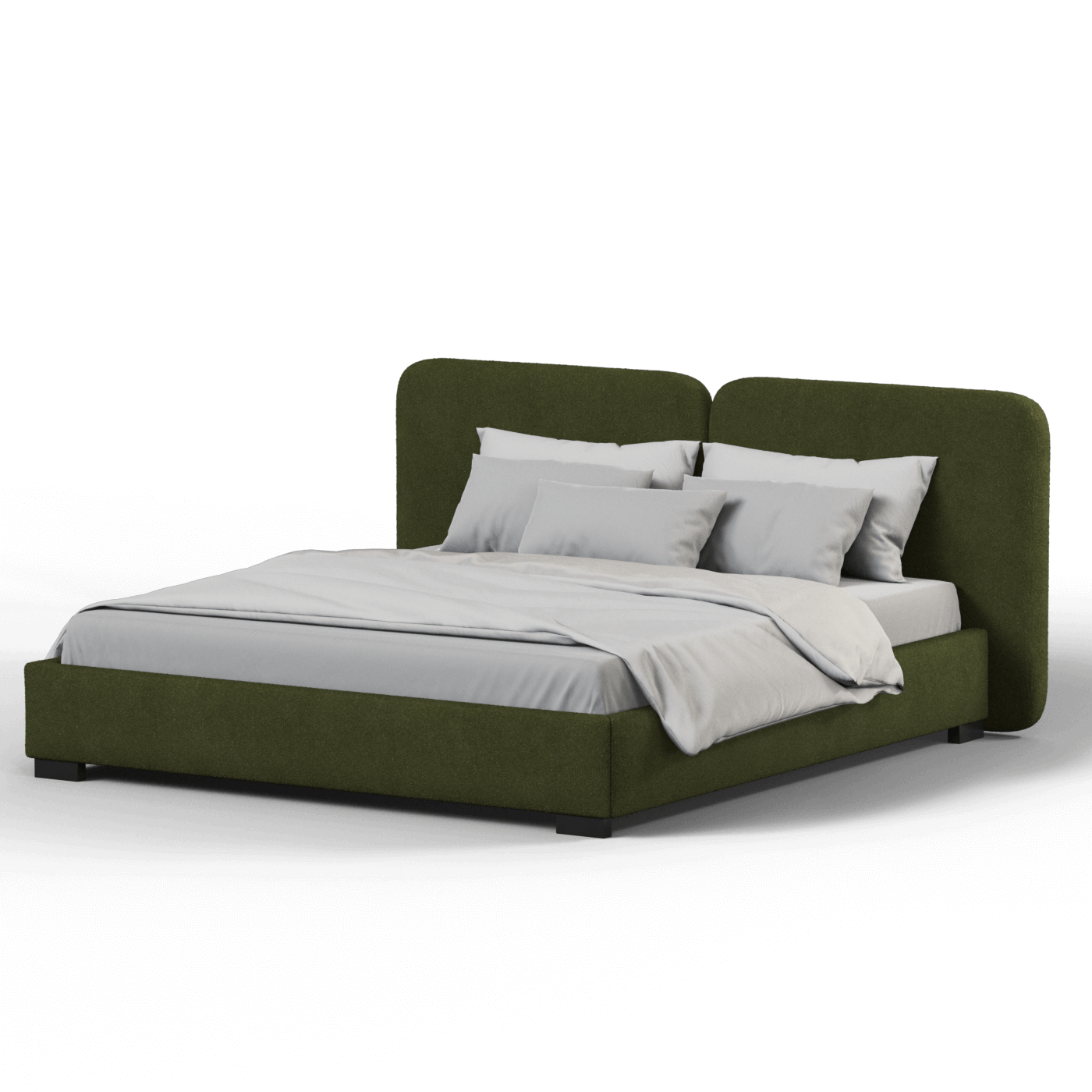 Lit double rembourré Chloé en tissu tissé doux